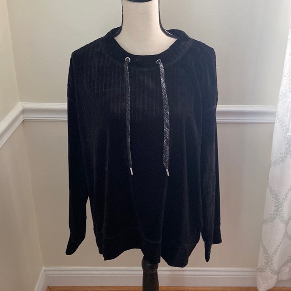 Zac & Rachel Black Ribbed Velour Long Sleeve Top. Size XXL. NWT - Picture 1 of 12